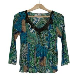 Alberto Makali Blue and Green Swirl Medium Blouse